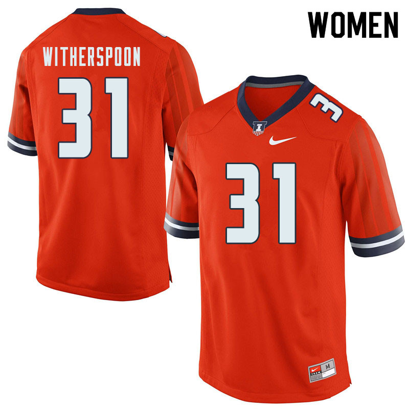 Women #31 Devon Witherspoon Illinois Fighting Illini College Football Jerseys Sale-Orange - Click Image to Close